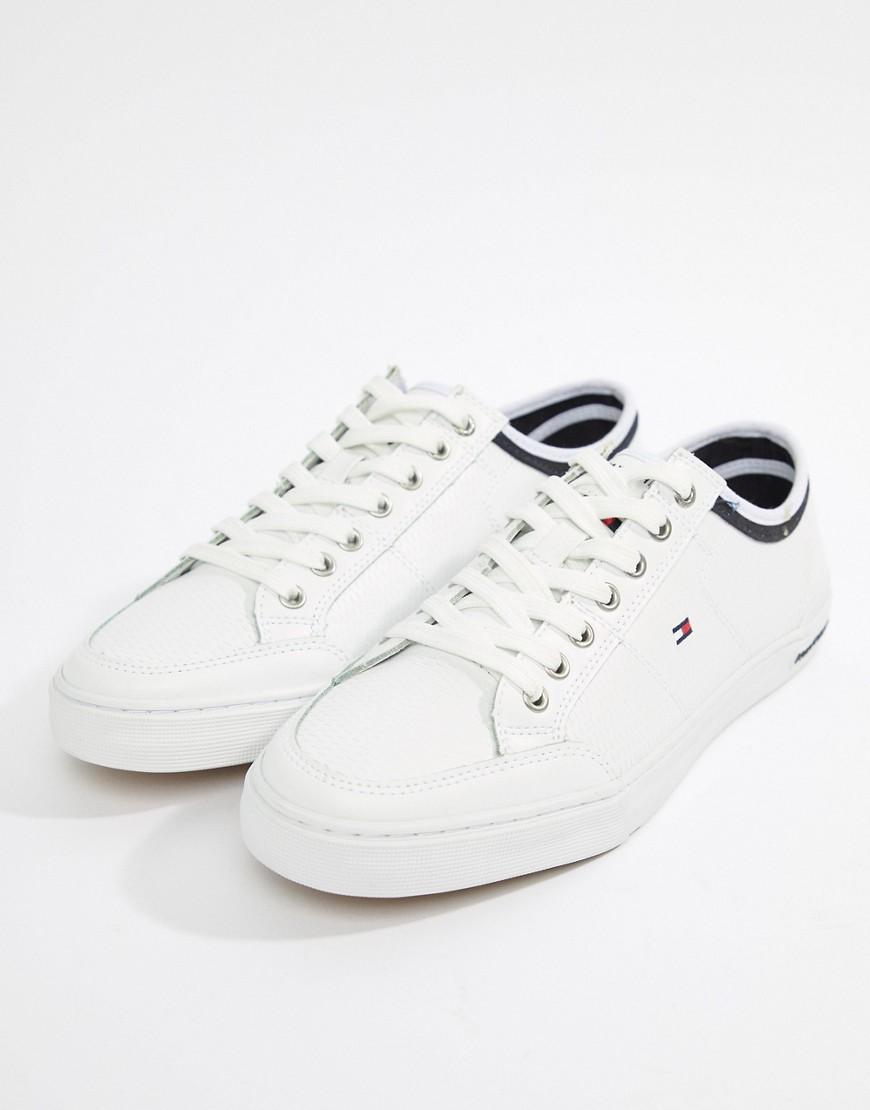 Tommy Core Corporate Leather Sneakers In White - White | ModeSens