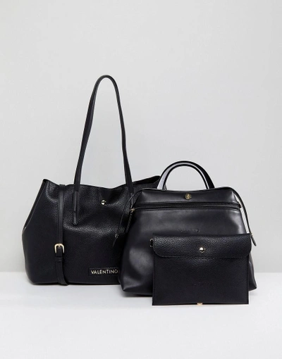 Shop Valentino By Mario Valentino Slouchy 3 In 1 Tote Bag In Black - Black