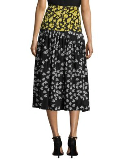 Shop Derek Lam Printed Pleated A-line Skirt In Black Ivory