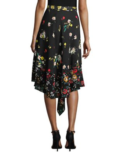 Shop Derek Lam Asymmetrical Mixed Print Silk Skirt In Black Multi