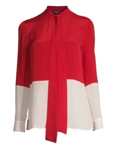 Shop Derek Lam Bicolor Silk Blouse In Red White