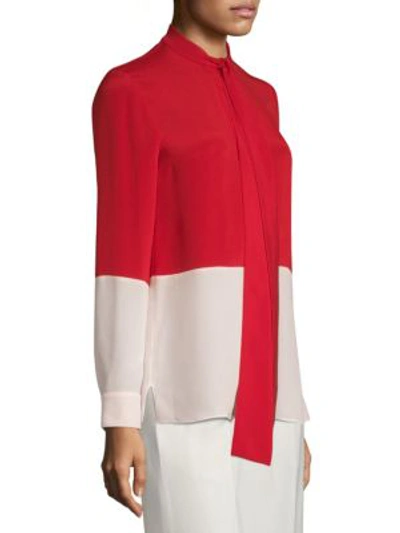 Shop Derek Lam Bicolor Silk Blouse In Red White