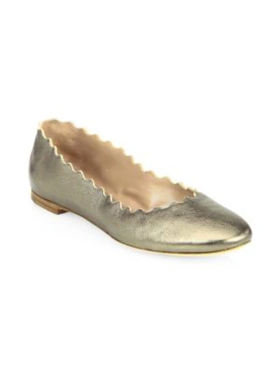 Shop Chloé Women's Lauren Metallic Leather Ballet Flats In Silver