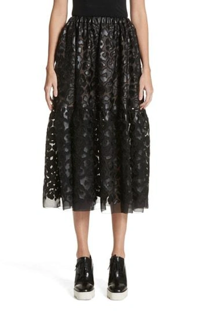 Shop Stella Mccartney Faux Leather Leopard Print Skirt In Black