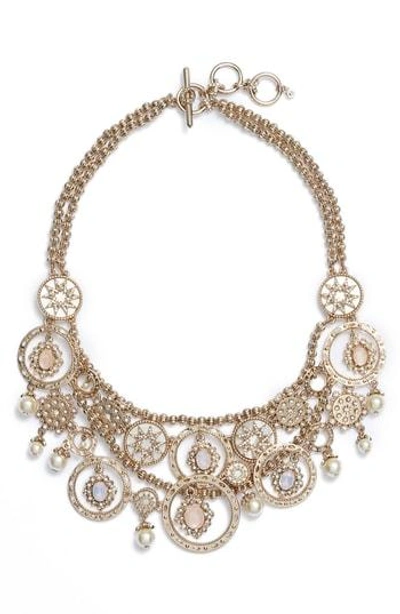 Shop Marchesa Multi Row Bib Necklace In Gold/ Blush Multi