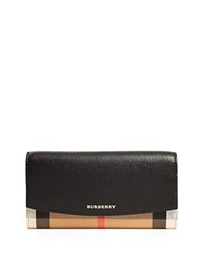 Shop Burberry House Check Porter Leather Wallet In Black/gold