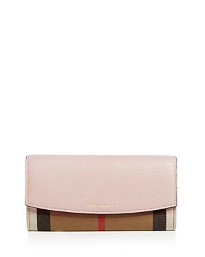 Shop Burberry House Check Porter Leather Wallet In Pale Orchid Pink/gold
