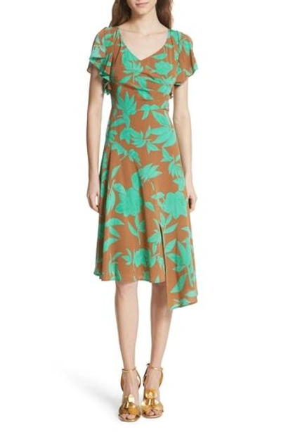 Shop Tracy Reese Asymmetrical Faux Wrap Dress In Acorn Jade