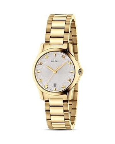 Shop Gucci G-timeless Watch, 27mm In Silver/gold