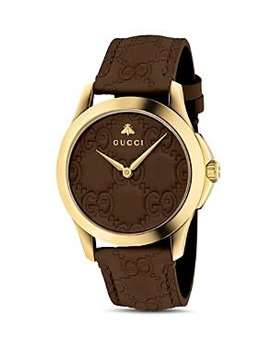 Shop Gucci G-timeless Watch, 38mm In Brown