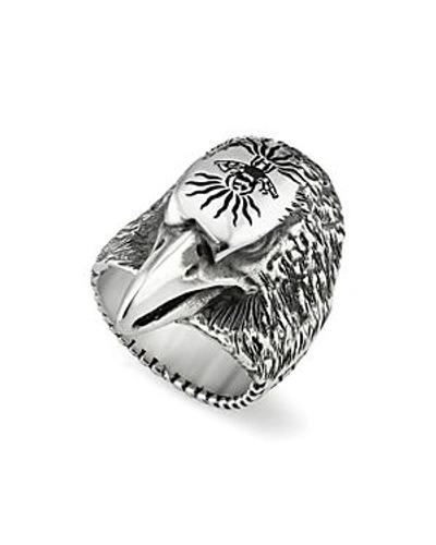 Shop Gucci Sterling Silver Angry Forest Eagle Head Ring