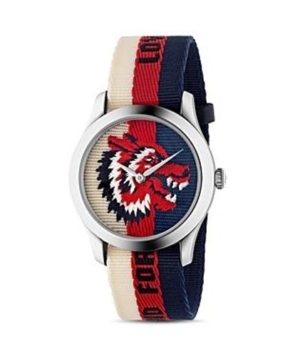 Shop Gucci G-timeless Watch, 38mm In Blue/red