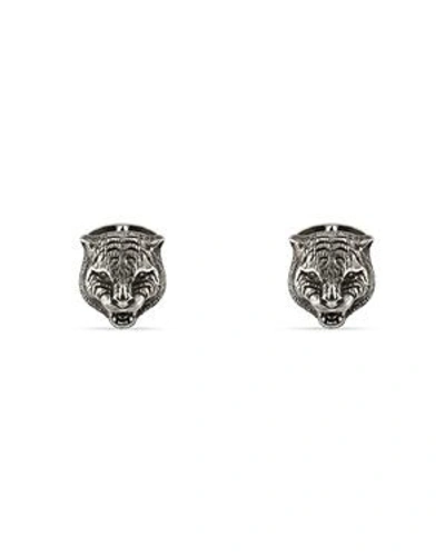 Shop Gucci Sterling Silver  Garden Lion Head Cufflinks