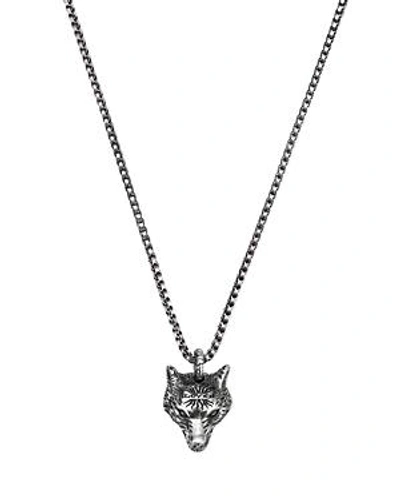 Shop Gucci Sterling Silver Angry Forest Wolf Pendant Necklace, 18"