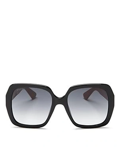 Shop Gucci Oversized Square Sunglasses, 54mm In Black/red/gray Gradient