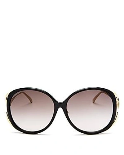 Shop Gucci Women's Oversized Round Sunglasses, 60mm In Black/gray Gradient