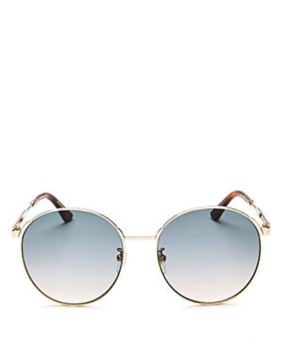 Shop Gucci Round Sunglasses, 58mm In Endura Gold/blue Gradient