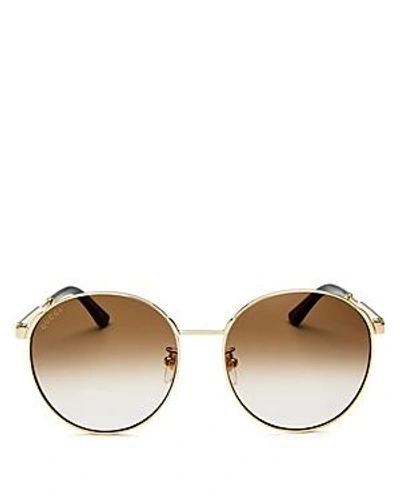Shop Gucci Women's Round Sunglasses, 58mm In Endura Gold/brown Gradient