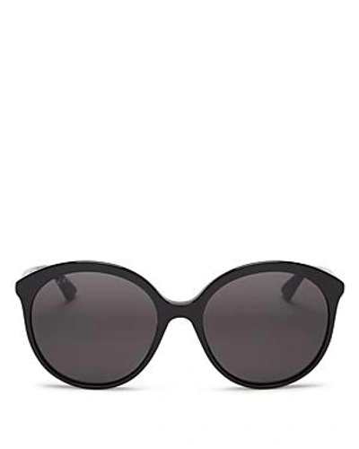 Shop Gucci Women's Monocolor Round Sunglasses, 59mm In Black/gray