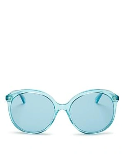Shop Gucci Women's Monocolor Round Sunglasses, 59mm In Azure/light Blue
