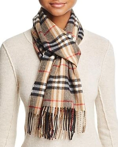 Shop Burberry Castleford Check Scarf In Camel