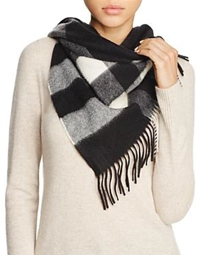 Shop Burberry Check Cashmere Bandana Scarf In Black