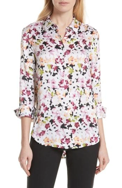 Shop Equipment Essential Floral Silk Shirt In Bright White Multi