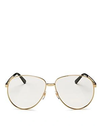Shop Gucci Vintage Web Polarized Round Sunglasses, 65mm In Gold/clear