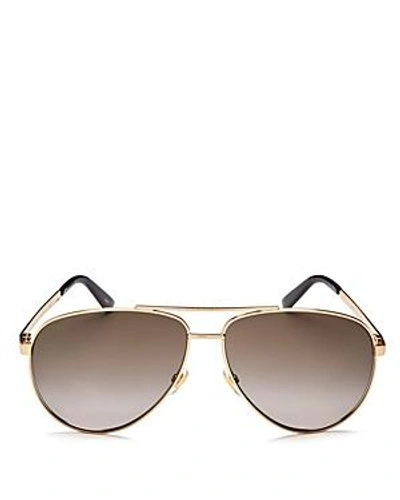 Shop Gucci Retro Signature Stripe Mirrored Brow Bar Aviator Sunglasses, 61mm In Gold/gunmetal Solid