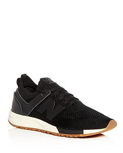 Shop New Balance Men's Deconstructed 247 Knit Lace Up Sneakers In Black