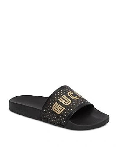 Shop Gucci Men's Slide Sandals In Black