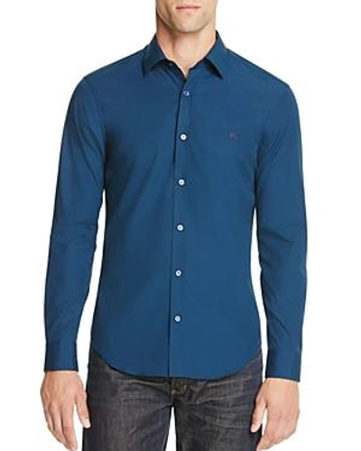 Shop Burberry Cambridge Slim Fit Button-down Shirt In Deep Teal Blue