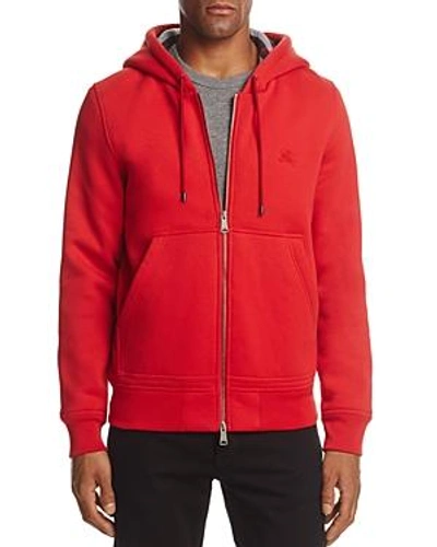 Shop Burberry Fordson Zip Hooded Sweatshirt In Military Red