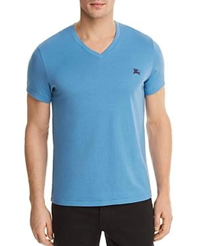 Shop Burberry Jadford V-neck Tee In Light Azure