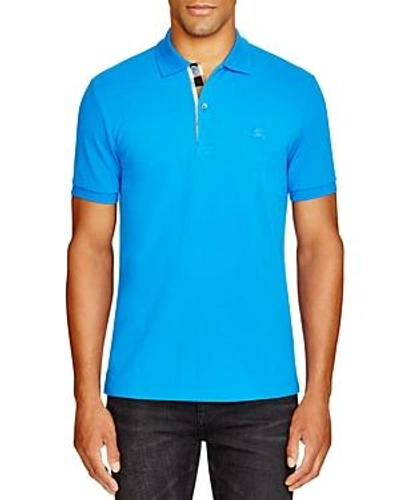 Shop Burberry Regular Fit Polo Shirt In Bright Opal Blue
