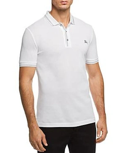 Shop Burberry Kenforth Mercerized Piqué Polo Shirt In White