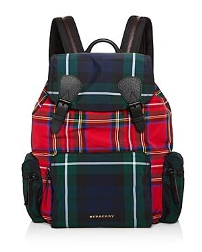 Shop Burberry Patchwork Tartan Backpack In Military Red