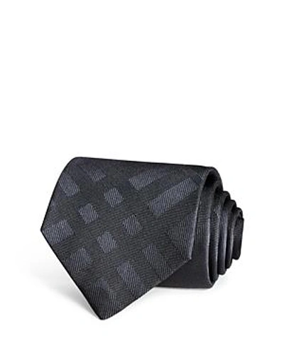 Shop Burberry Tonal Check Wide Tie In Charcoal