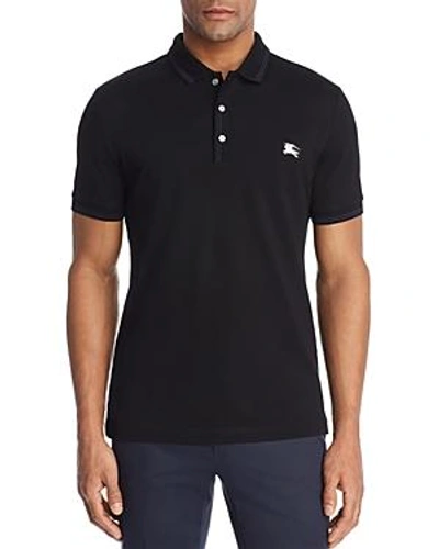 Shop Burberry Kenforth Mercerized Pique Polo Shirt In Black