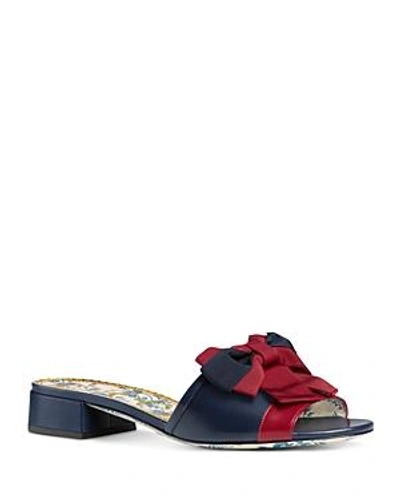 Shop Gucci Women's Sackville Leather Bow Slide Sandals In Red