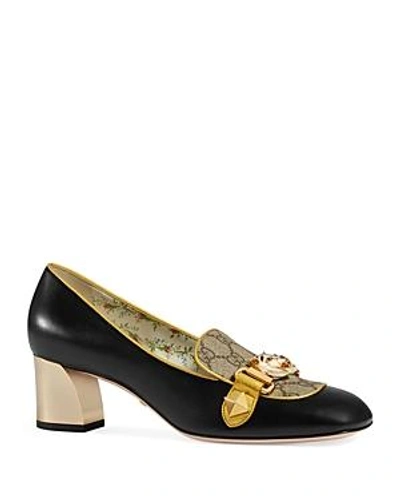 Shop Gucci Women's Cheryl Leather Loafer Pumps In Nero