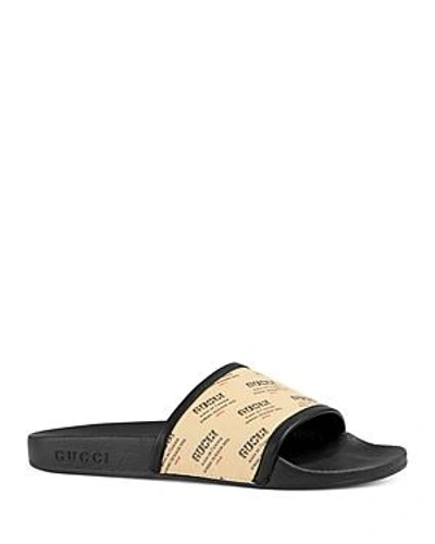 Shop Gucci Women's Pursuit Invite Stamp Pool Slide Sandals In Black Patino