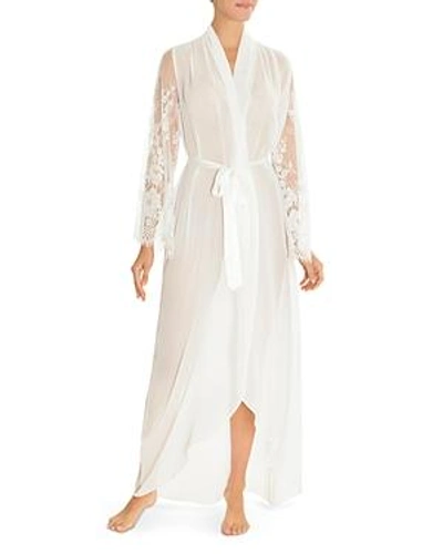 Shop Jonquil Chiffon & Lace Long Robe In Ivory