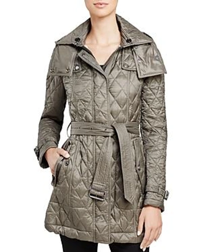 Shop Burberry Finsbridge Quilted Coat In Mink Gray