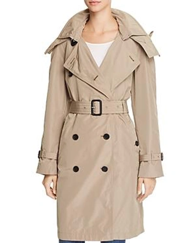 Burberry Detachable Hood Tafetta Trench Coat In Beige ModeSens