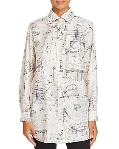 Shop Burberry Chava Silk Button-down Top In Off White