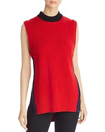 Shop Burberry Knox Color Block Top In Military Red