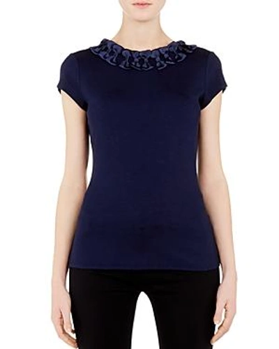 Shop Ted Baker Charre Bow-trimmed Tee In Navy