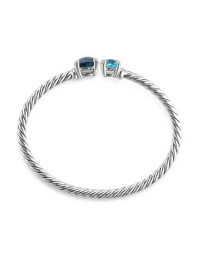 Shop David Yurman Chatelaine Bypass Sterling Silver, Hampton Blue Topaz, Blue Topaz & Diamond Bracelet