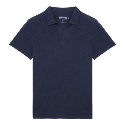 Shop Vilebrequin Men Ready To Wear - Solid Linen Jersey Polo - Polo - Pyramid In Blue
